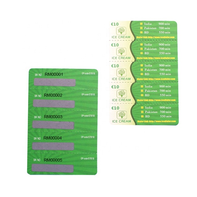 Wholesale Custom CMYK Printing Phone Calling Card Password PVC Paper Prepaid Top-up Scratch Phone Card