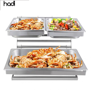Guangzhou hadi attrezzature per catering all'ingrosso espositore a 2 livelli cestino per pane cestino per pane arabo <span class=keywords><strong>in</strong></span> <span class=keywords><strong>acciaio</strong></span> inossidabile per buffet - Product Image 1
