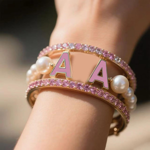 <span class=keywords><strong>Alphabet</strong></span> Grec Rose et Vert Série Bracelet Haute Qualité Perle Strass sur Bracelets Tendance En Alliage De Zinc - Product Image 1