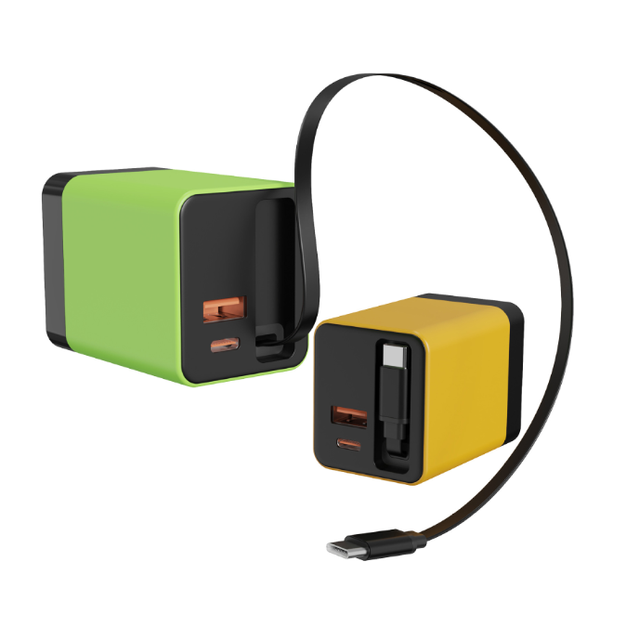 DENIXI  GAN With QC3.0 Dual Ports Fast Charging Adapter Pair (A + C) Extendable Cable & Eco-Friendly Design 80 Watt Charger