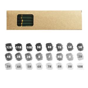 Ensemble de crayons en bois personnalisé, avec boîte à papier kraft écologique, 12 pièces, 8B, 7B, 6B, 5B, 4B, 2B, B, hf, 2, H, 3H, avec aiguisoir - Product Image 4
