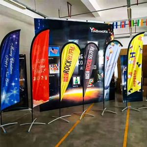 Drapeaux publicitaires personnalisés en forme de plume avec mât en aluminium, tissu polyester durable, pour publicité extérieure, plage, automobile, éducation - Product Image 2