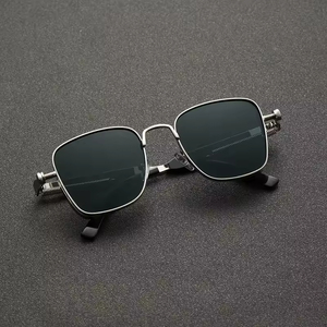 New Retro Spring Square <b>Frame</b> Steampunk Metallic Style Hip Hop Fashion <b>Sunglasses</b> UV400 Laser Logo Customize - Product Image 2