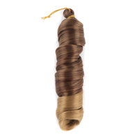 Extensions de cheveux synthétiques bouclées à la française, couleur brun doré, 22-28 pouces, tresses élastiques au crochet