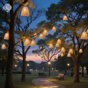 โคมไฟหวายสานแฮนด์เมด LANJO สไตล์โบโฮชิค สำหรับตกแต่งร้านกาแฟ ร้านอาหาร และสวน ให้บรรยากาศอบอุ่น - Product Image 3