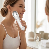 Appareil de massage facial chauffant et vibrant pour stimuler le collagène et unifier le teint, avec luminothérapie