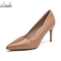 Soldes Exceptionnelles : Escarpins d'été décontractés pour femme, en cuir verni brillant, à bout fermé et pointu, talons aiguilles, couleurs acidulées