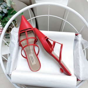 Luxury Designer Size <strong>Ankle</strong> Pointed Toe Thick High Heel Slingback Sandals Patent Leather Elegant Pump Shoes V Brand Square Buckle - Product Image 1