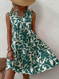 Robe <span class=keywords><strong>d</strong></span>écontractée ample à col en V sans manches imprimée de <span class=keywords><strong>fleurs</strong></span> végétales Yuhong, nouvelle collection été 2025 - Product Image 5