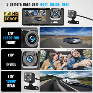 3 kênh 1080P WIFI Dash Cam ống kính kép hộp đen Video <span class=keywords><strong>Recorder</strong></span> Rear View <span class=keywords><strong>Camera</strong></span> cho xe tự động điện Xe DVR Cam đen - Product Image 5