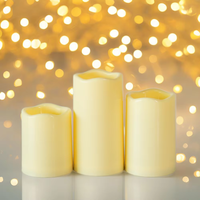 Set 3 Lilin Pilar LED Tanpa Api Bahan Plastik Kontrol Jarak Jauh Ramah Lingkungan untuk Halloween Diwali Ramadan Pernikahan