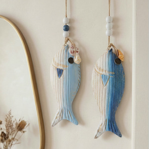 Decoración de Pared de Madera con Forma de Pez Mediterráneo, Azul, Forma Irregular, Decoración para el Hogar, Sala de Estar, Dormitorio, Entrada, Balcón - Product Image 3