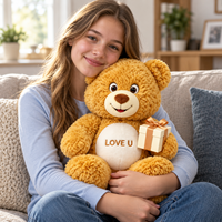Boîte cadeau dorée LOVE U, ours en peluche personnalisé avec texture bouclée pour des cadeaux romantiques personnalisés