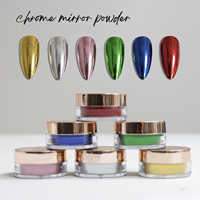 Échantillon gratuit de poudre de miroir chromé liquide pour l'art des ongles avec base chromée couche de finition sans essuyage