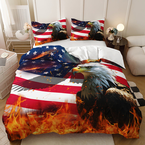 Juego de Funda Nórdica con Estampado Digital 3D Personalizado, Imagen del Día de la Independencia, Bandera <span class=keywords><strong>Roja</strong></span>, Blanca y Azul, Totem de <span class=keywords><strong>Águila</strong></span> - Product Image 3