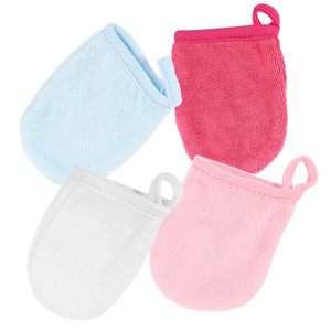 Gants démaquillants réutilisables en microfibre à motifs fantaisie, tampons nettoyants épaissis pour le visage - Product Image 1