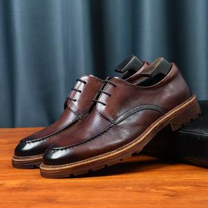 Casual Formal Genuine Leather <b>Slip</b>-<b>On</b> Loafers Trendy Soft Breathable Comfortable Height-Increasing Dress Shoes for <b>Men</b> - Product Image 3