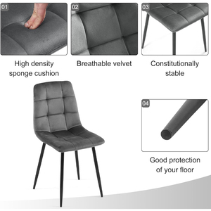 Sedia da Pranzo Moderna di Lusso dal Design Nordico con Gambe in Metallo per Interni, Sedia da <span class=keywords><strong>Cucina</strong></span> e Ristorante Imbottita in Tessuto di Velluto - Product Image 4