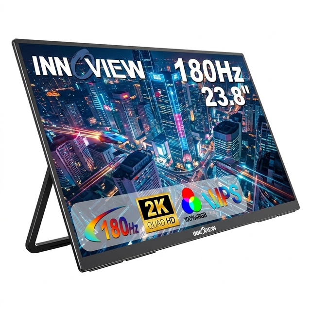 23.8 Inch 2K QHD Portable IPS Monitor 178 Viewing Angle 3Ms Response Time for Office Multitasking Work