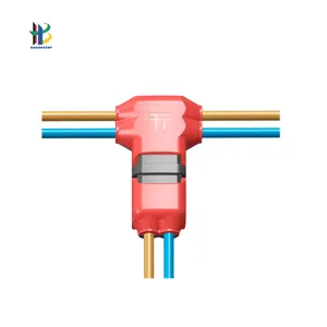 Conector de fiação de 2 pinos sem solda rápida sem descascar fio, conector T, adequado para fios elétricos trançados/sólidos 24-20 AWG