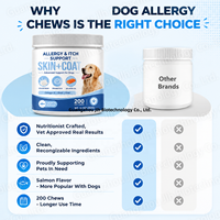 Complément OEM pour chiens contre les démangeaisons cutanées, comprimés à mâcher pour allergies et démangeaisons chez le chien avec colostrum, probiotiques, huile de saumon, oméga-3 DHA EPA pour la peau et le pelage