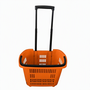 Keranjang Belanja Plastik Warna Kustom dengan Roda dan Gagang Teleskopik untuk Supermarket/Toko Kelontong - Product Image 3