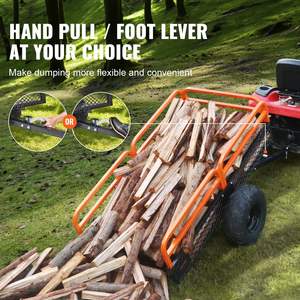 Remolque volquete ATV de acero con capacidad de carga de 1500 libras para trabajo pesado, remolque de jardín de 15 pies cúbicos, lados extraíbles, 2 neumáticos para cortacéspedes ATV - Product Image 5