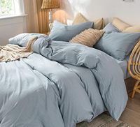 Literie housse de couette 100% lin microfibre lavé comme texturé doux confortable ensemble de couette