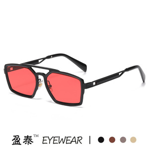 Yingtai Eyewear Men's Metal <b>Sunglasses</b> Silver Frame UV400 Protection <b>Square</b> Lens Fashionable Design - Product Image 3