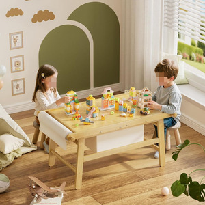 Cảm giác bảng cho trẻ mới biết đi, Tre hoạt động bảng với lưu trữ, trượt Bảng điều chỉnh chơi bảng 5 trong 1 lưu trữ bảng cho đồ chơi - Product Image 1