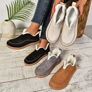 Nouvelles Bottes d'Hiver Décontractées pour Femmes 2024, Style Nord-Est, en Daim Vintage, Couleur Unie, Grande Taille, Chaudes et Tendance - Product Image 1