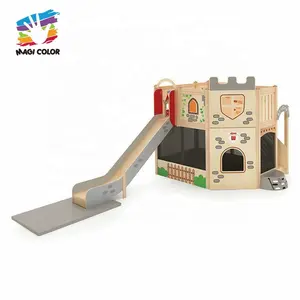 受欢迎的儿童户外游乐场2层木制城堡游戏室，带滑梯W01D258
