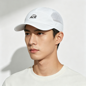 Gorra de Running Personalizada Blanca de 5 Paneles con Bordado Negro ACE Mountain, de Secado Rápido, Transpirable y Ligera para Camping - Product Image 1
