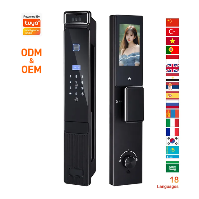 Customizable Tempered Glass Digital  Smart Electronic Security Intelligent Fingerprint Password Card Key App Door Lock for Home