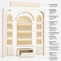 Meuble armoire mural LED moderne sur mesure pour salon de beauté, étagère de présentation à panneaux cannelés, vitrine d'assemblage pour parfums, rangement cosmétique
