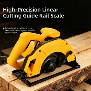 Scie circulaire électrique jaune, outil de coupe compact DIY avec moteur sans balais, capacité de coupe de 130 mm pour la rénovation du bois - Product Image 5