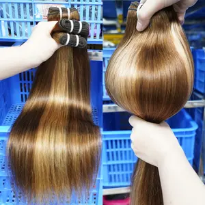 Bone Straight Piano Color Hair Bundles And Closures Top Quality 100% Vietnamese Hair Original Cuticle Aligned Human Hair