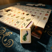 Jeu de Mahjong de Luxe Américain 160 Tuiles Acryliques avec Supports et Dés pour 4 Joueurs – Idéal pour la Famille, les Fêtes, la Maison, le Club et les Voyages