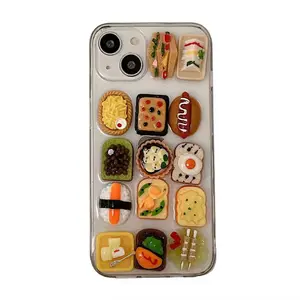 Fun simulation sandwich transparent drip mobile phone case for iPhone15 14 13 12 pro max