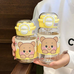 Botella de Agua de Vidrio con Diseño de Dibujos Animados, con Funda y Doble Boquilla, Taza de Viaje para Mujer, Primavera 2025, de Borosilicato Transparente - Product Image 3