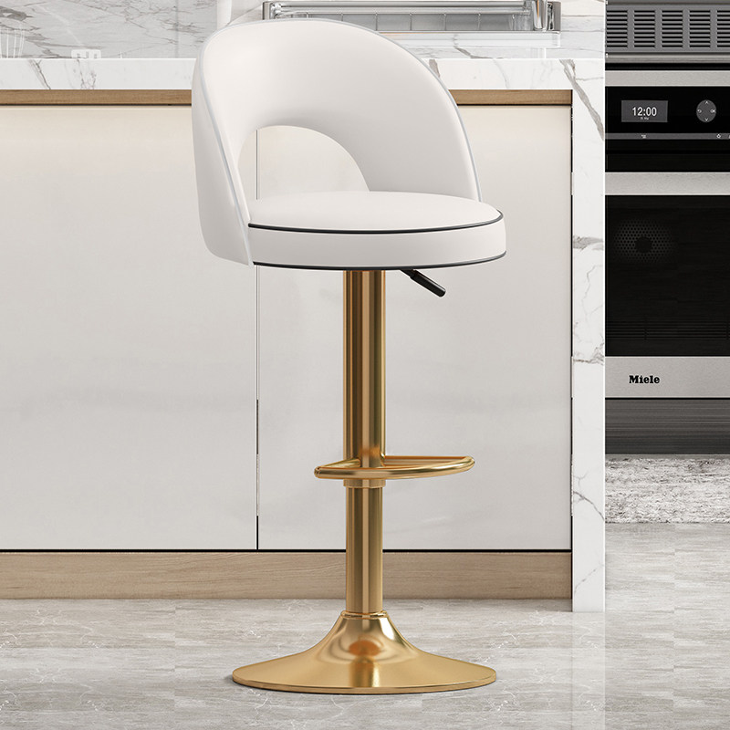 Beige blanc-Pieds plaqués or-90-12cm