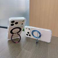 Hochtransparente Handyhülle mit Farbigem Metallring-Ständer und Verstärktem Eckdesign für iPhone 18 Pro Max 15 16 17 Anti-Vergilbungs-Schutzhüllen