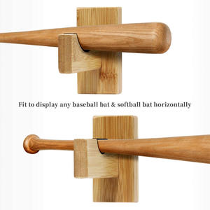 Porta Mazze <span class=keywords><strong>da</strong></span> Baseball Moderno Rettangolare <span class=keywords><strong>da</strong></span> <span class=keywords><strong>Parete</strong></span> in Legno con Organizzatore per Chiavi e Posta, Supporto Staccabile per Mazze, Spessore 4,5 cm, Bambù e Metallo Lucidato - Product Image 2