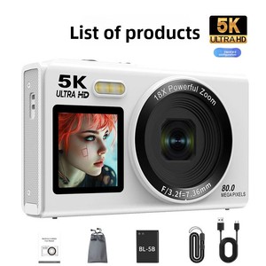กล้องดิจิตอลจอคู่ 5K ความละเอียด 80MP ซูม 18 เท่า กล้องสำหรับเด็กพร้อม WiFi ไฟแฟลช LED และหน้าจอ LCD หมุนได้ - Product Image 1