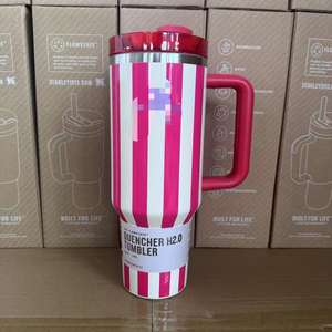 1:1 Stainless Steel Insulated Zebra Stripes <strong>Mug</strong> 40 Oz Double Wall Vacuum <strong>Mug</strong> Cup Thermoses Cup <strong>With</strong> <strong>Handle</strong> and Straw - Product Image 4