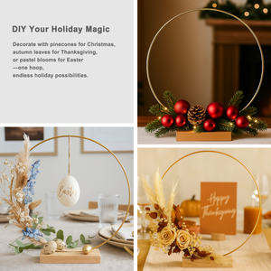 Aro Floral de 8/10/12/14/16/18/20/22/24 Pulgadas con Soporte, Anillos Metálicos para Centros de Mesa, Decoraciones Artesanales, Aro para Coronas - Product Image 4