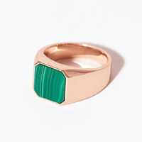 Anillos de Sello de Malaquita en Plata de Ley 925 y Oro para Hombre de Gemnel