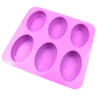 346 Fabrik-Lagerbestand 6-Loch-Ellipsenform mit Dekorativem Design Silikon-Kuchenform, Silikon-Kerzenformen, Seifenherstellungsformen