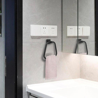 Porte-serviettes noir, support mural pour serviettes en acier inoxydable SUS304, porte-serviettes pour salle de bain, anneau porte-serviettes noir mat
