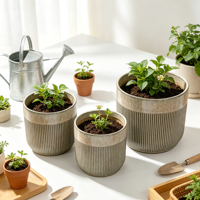 Ensemble de pots à plantes en céramique rayés et émaillés, 3 tailles, grand pot décoratif pour fleurs, pour l'intérieur, l'extérieur, le jardin, la maison, la décoration d'hôtel